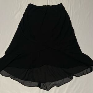 Dressbarn Collection Ruffle Hem Skirt Womens SZ 14W Black Chiffon Flowy Cocktail